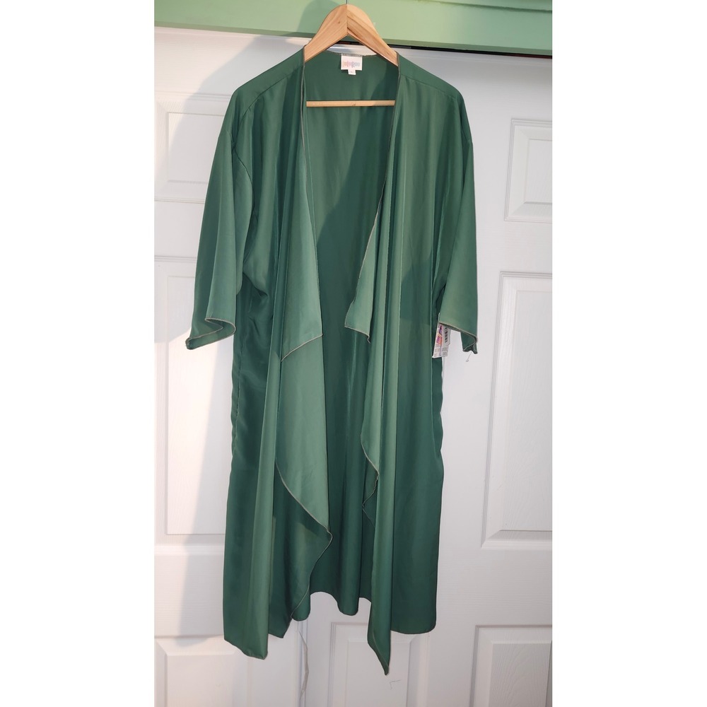 LuLaRoe Shirley Kimono Cardigan Large Forest Green Open Front Longline Wrap NEW